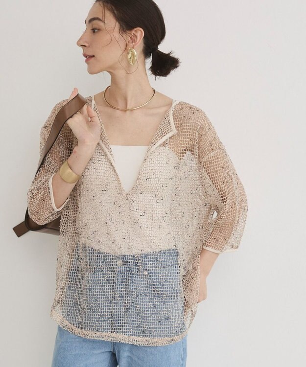 WEGO 【ANGIE VINTAGE】メッシュスキッパープルオーバー ナチュラル