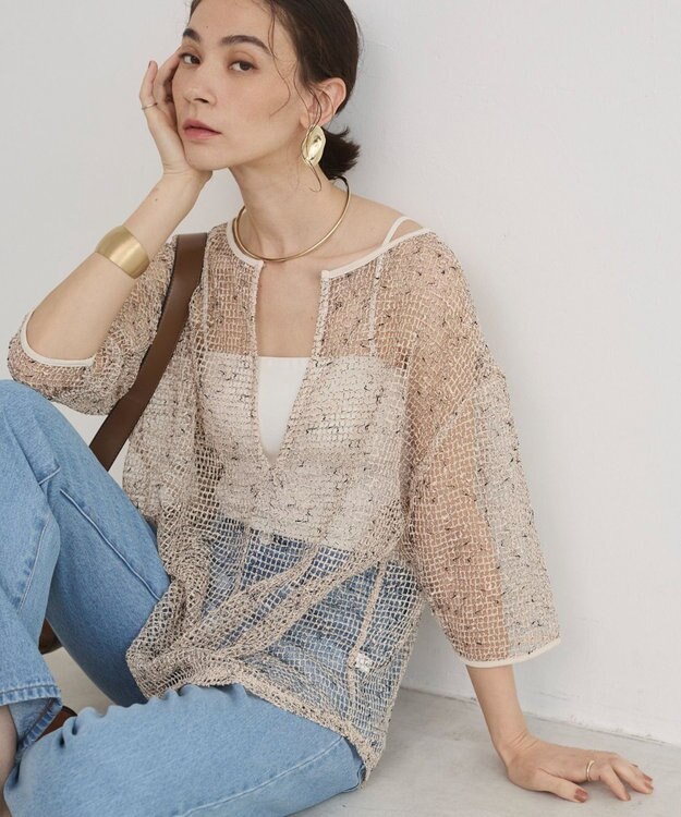 WEGO 【ANGIE VINTAGE】メッシュスキッパープルオーバー ナチュラル