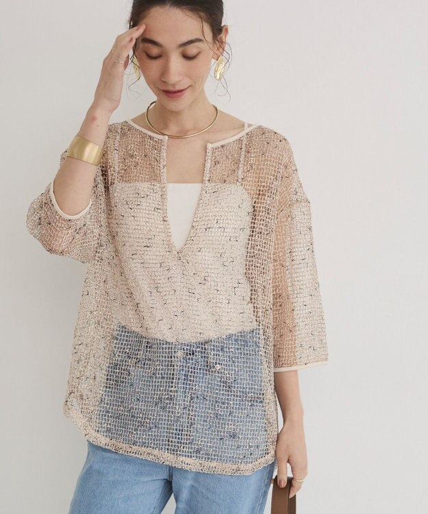 WEGO 【ANGIE VINTAGE】メッシュスキッパープルオーバー ナチュラル