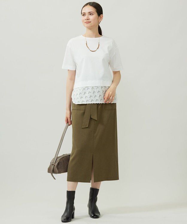 自由区 【カタログ掲載】ジャカードコンビジャージー カットソー オフホワイト