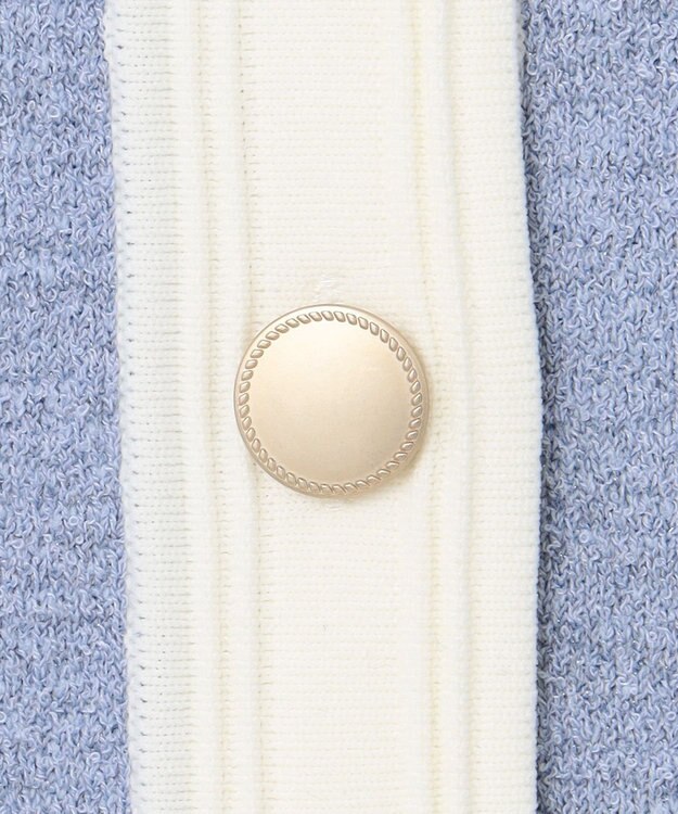 ANY SIS L バイカラーラメニット カーディガン ブルー×オフ