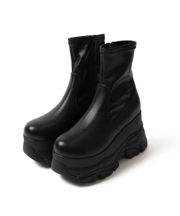 WEGO 厚底ボリュームスニーカーソールショートブーツ ブラック