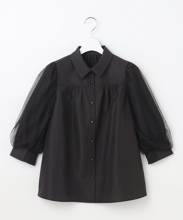 Feroux 【大好評につき追加生産決定！】袖チュールブラウス ブラック系