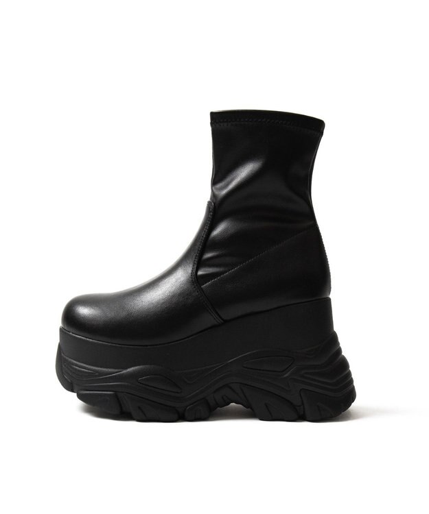 WEGO 厚底ボリュームスニーカーソールショートブーツ ブラック