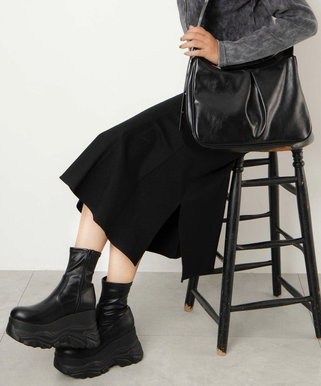 WEGO 厚底ボリュームスニーカーソールショートブーツ ブラック