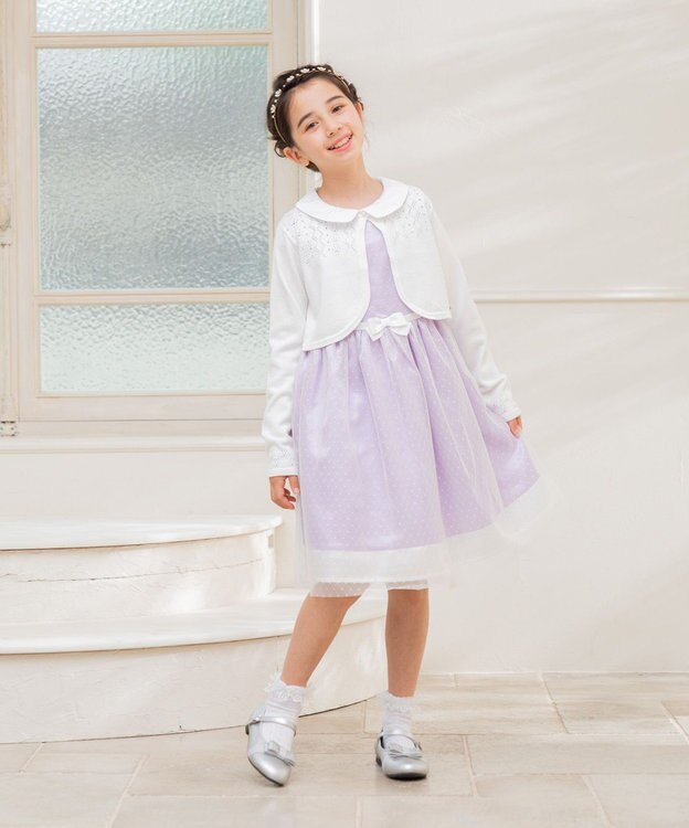 組曲 KIDS 【110-140㎝】チュールドット ドレス ラベンダー系5