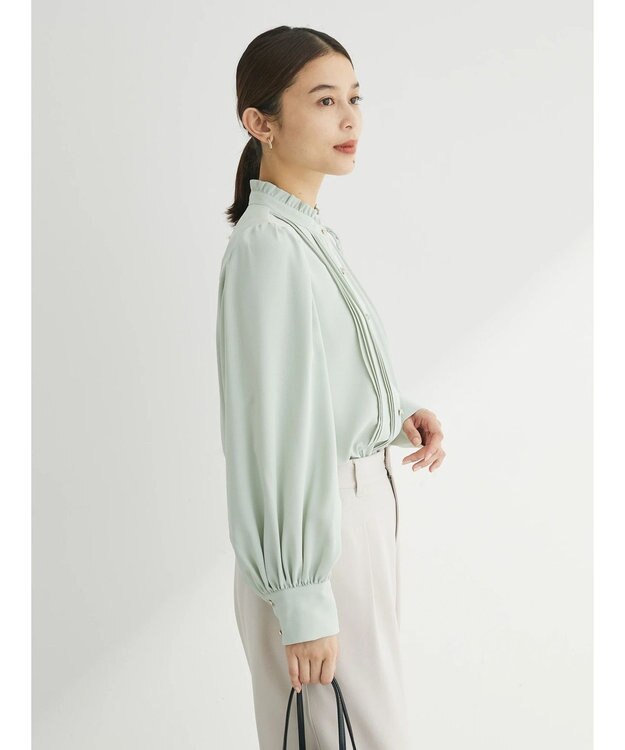 Green Parks ・ＥＬＥＮＣＡＲＥ　ＤＵＥ　ピンタックスタンドブラウス Light Green