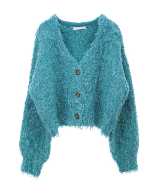 Green Parks armonia．シャギーショートカーディガン Blue