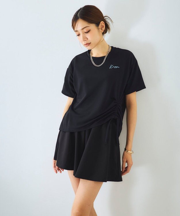 OP／FILA 【Kappa】サイドシャーリングTシャツ 4点セット水着 ブラック