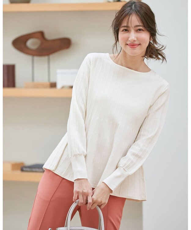 ANY SIS L 【洗える】ペプラム ニット オフホワイト