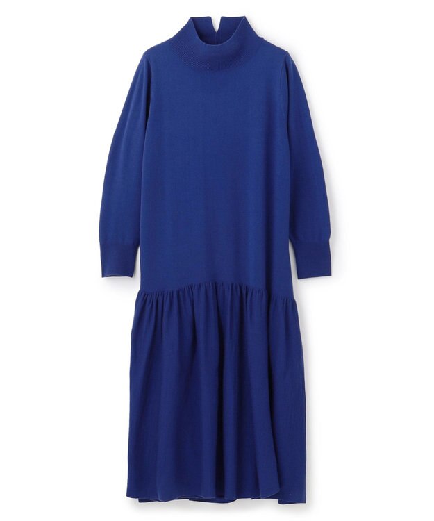 UNFILO ティアード ニットワンピース ブルー