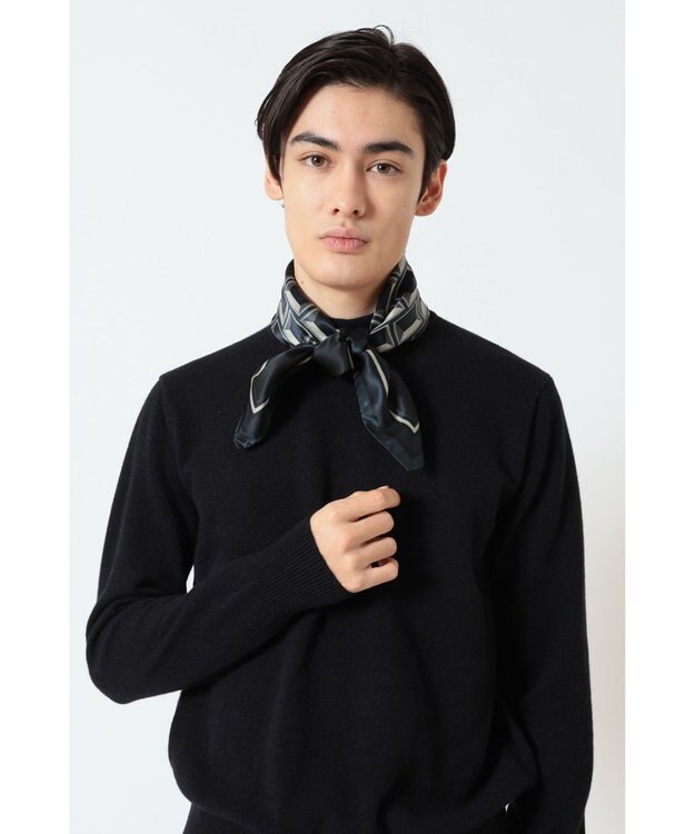 DAKS シルクスクエアスカーフ ネイビー
