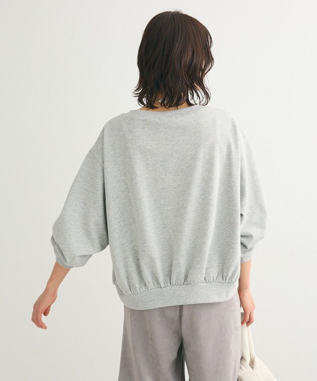 Green Parks ショート丈ラメ裏毛ボートネックプルオーバー Gray