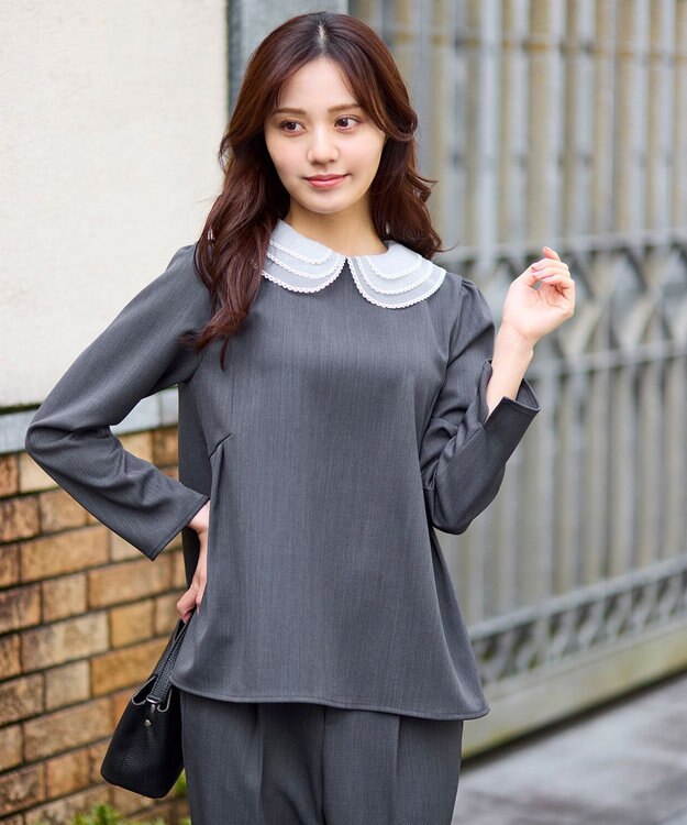 Feroux 【先行予約】2WAYレースカラー美シルエット セットアップ グレー系