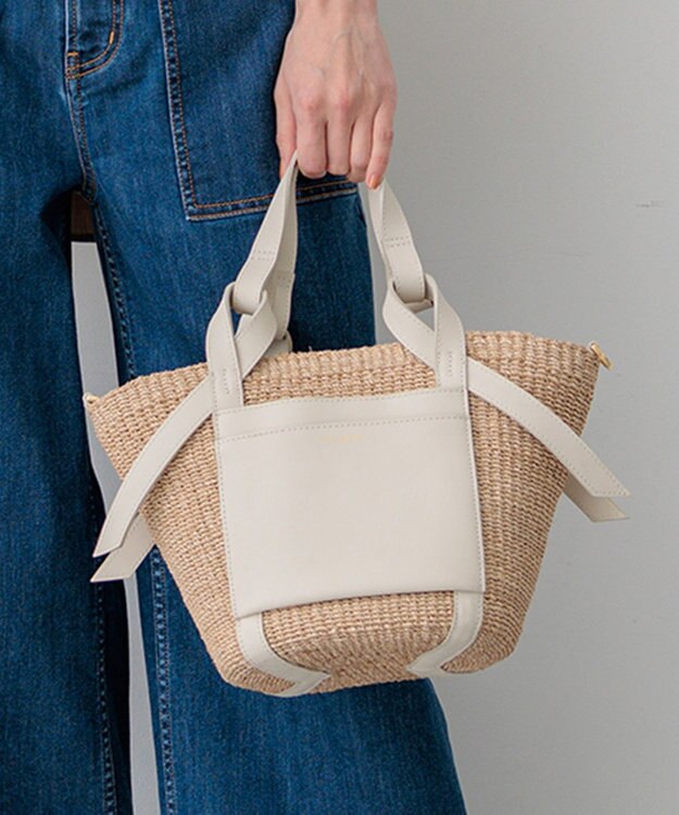 23区 【先行予約】VIOLAd'ORO アバカ レザーポケット 2WAY トートバッグ ホワイト系