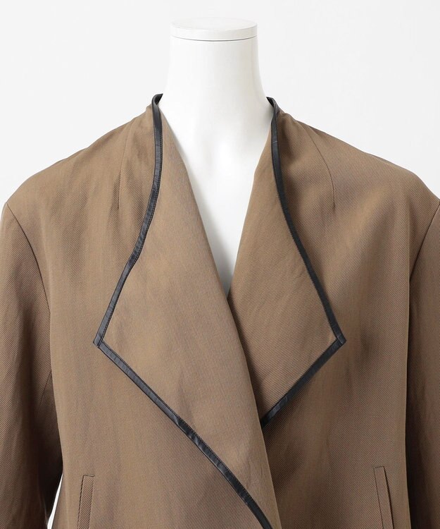 23区 【エステータ】ウールリネン レザートリミング ジャケット カーキ系