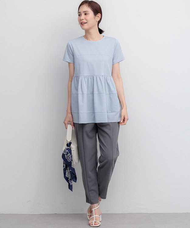 組曲 【WEB限定】ジョーゼットジャージーテーパード パンツ グレー系