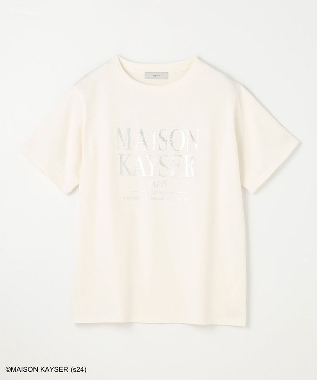 ANY 【MAISON KAYSERコラボ】箔プリントロゴ半袖Tシャツ エクリュ×シルバー