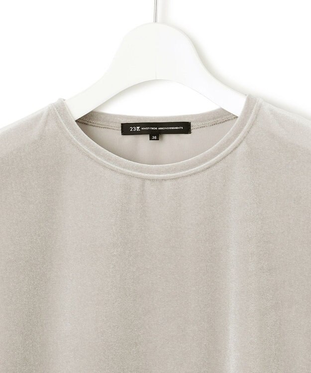 23区 S 【洗える】シアーベロア リラックス Tシャツ ライトグレー系