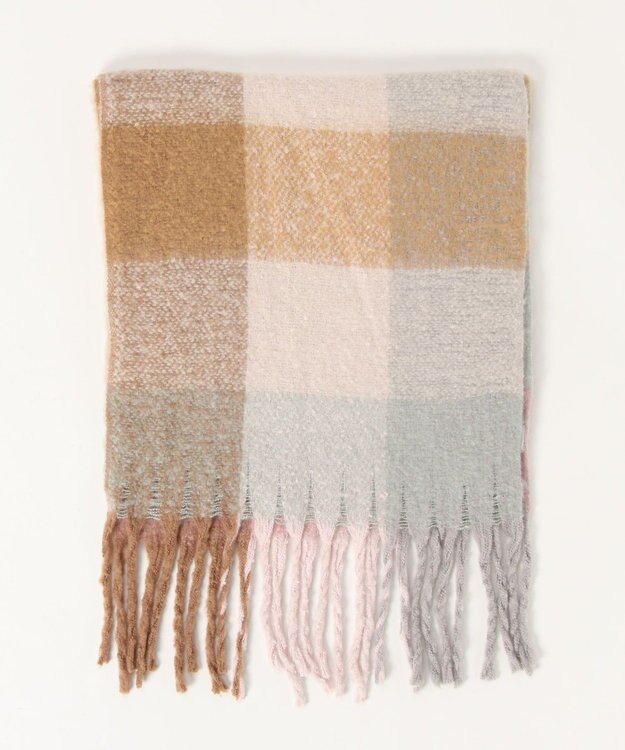 UNBILLION カシュネ cache nez / 起毛ブロックチェックストール グリーンミックス