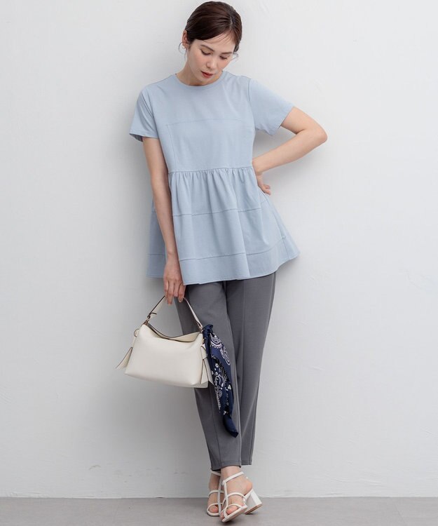 組曲 【WEB限定】ジョーゼットジャージーテーパード パンツ グレー系