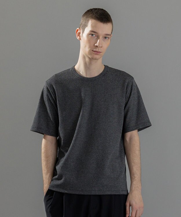 JOSEPH HOMME 新素材【清涼感】メランジクロスジャージー　クルーネックカットソー ブラック系