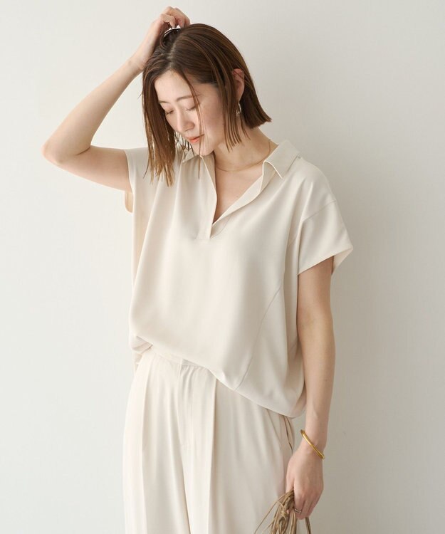 YECCA VECCA 【接触冷感】COOLスキッパーブラウス Ivory