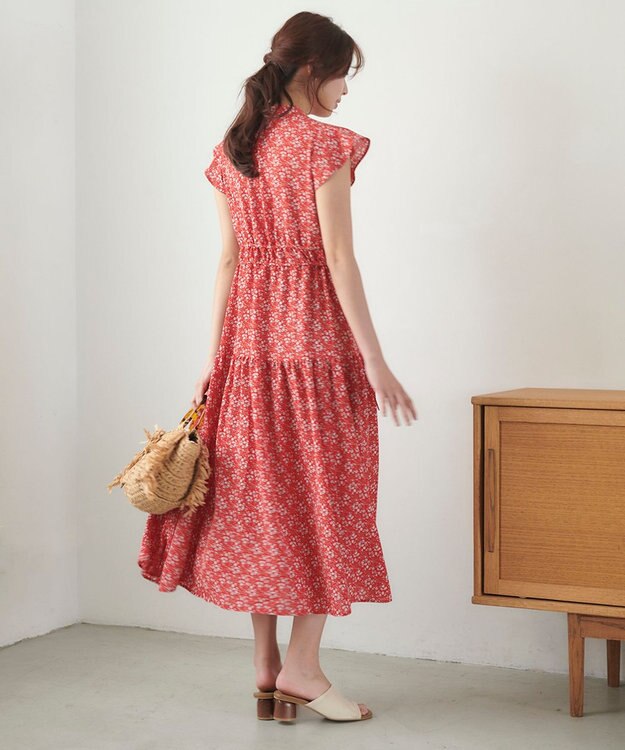 Feroux フラワープリントドロスト ワンピース レッド系5