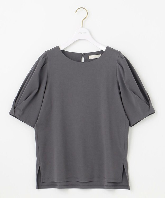 ANY SIS S 【撥水・汗ジミ防止・UVケア・洗える】スーピマスムース 袖タック Tシャツ スレート