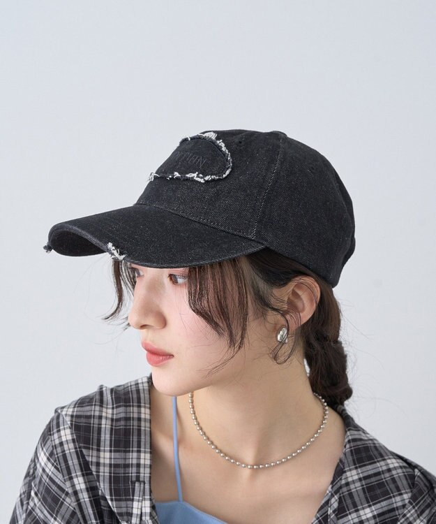 earth music&ecology ダメージロゴキャップ Charcoal Gray