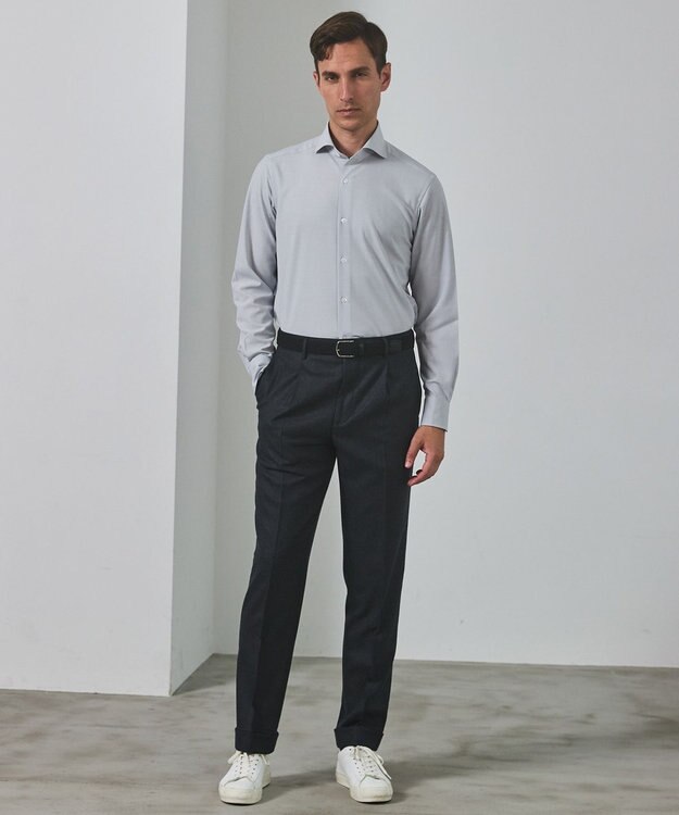 GOTAIRIKU 【保温性/ストレッチ/シワになりにくい】サキソニーストレッチパンツ（１タック） グレー系