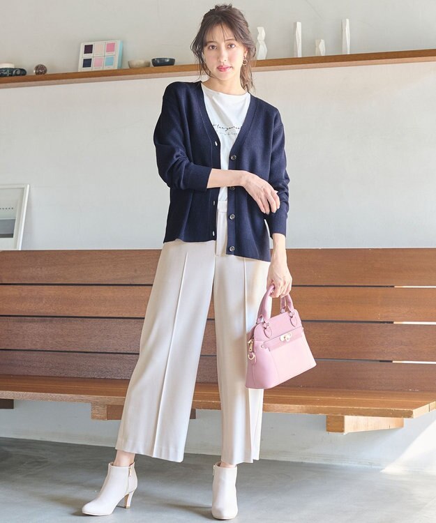 ANY SIS 【保温性あり/洗える】サーモ 2WAYストレッチ ワイドパンツ アイボリー