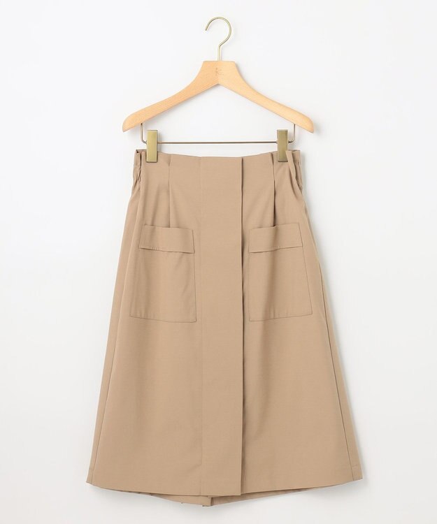 組曲 【ベルト付】リネン混オックスストレッチ キュロットパンツ ベージュ系