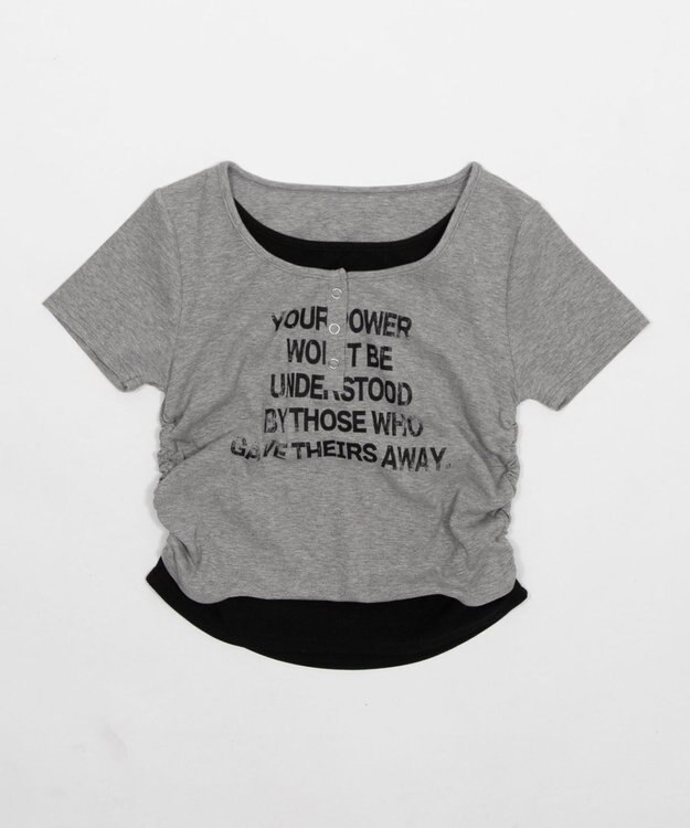 WEGO レイヤードグラフィックT 杢グレー