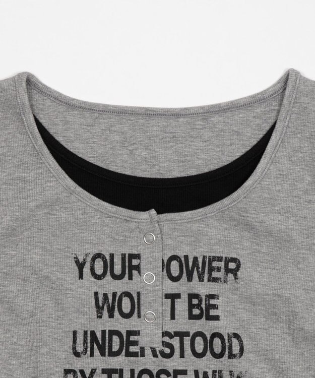 WEGO レイヤードグラフィックT 杢グレー