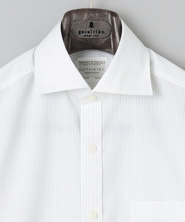 GOTAIRIKU 【形態安定】PREMIUMPLEATS_ワイドスプレッド 通年ドレスシャツ グリーン系1
