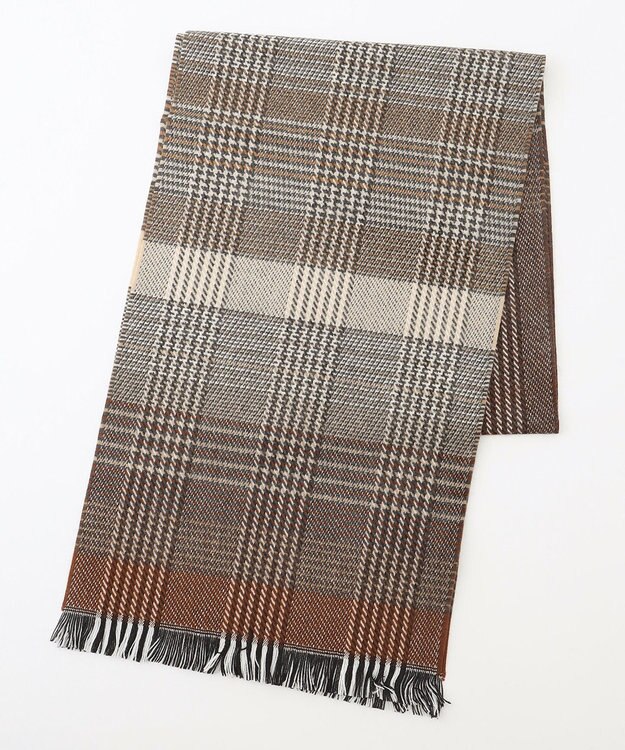 JOSEPH ABBOUD 【フランス製】グレンチェック ストール ダークブラウン系4