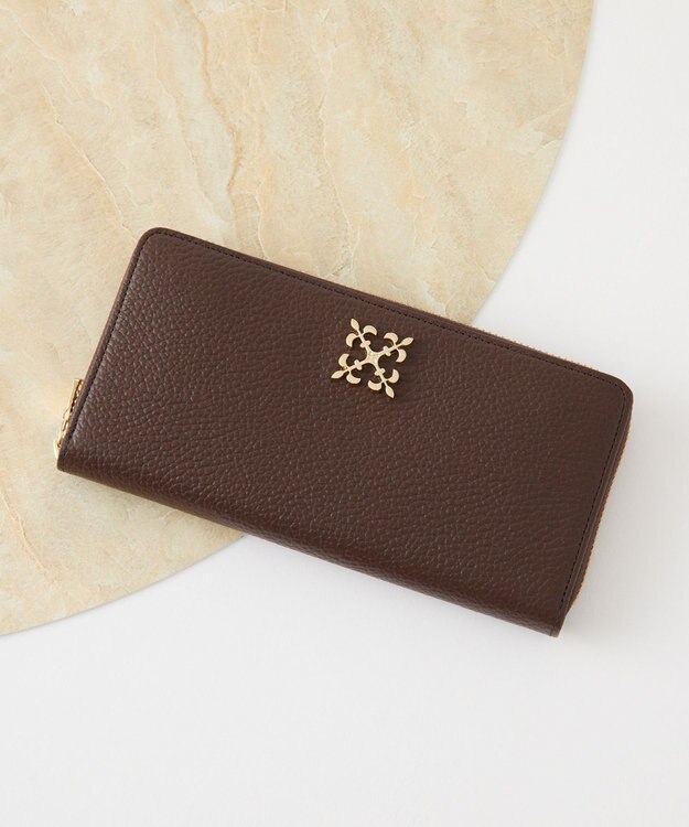 russet モノグラムプレートラウンドジップウォレット(SO-372) D.Brown/GY