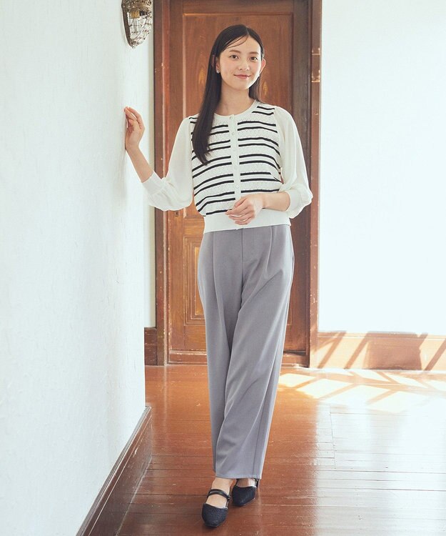 earth music&ecology タックストレートパンツ Gray