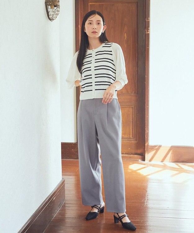 earth music&ecology タックストレートパンツ Gray