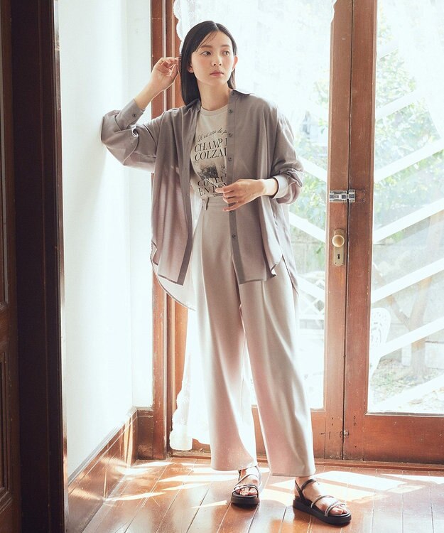 earth music&ecology タックストレートパンツ Beige