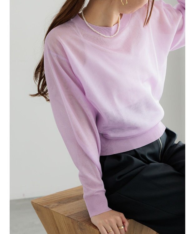 Te chichi シアーレイヤーニット ピンク