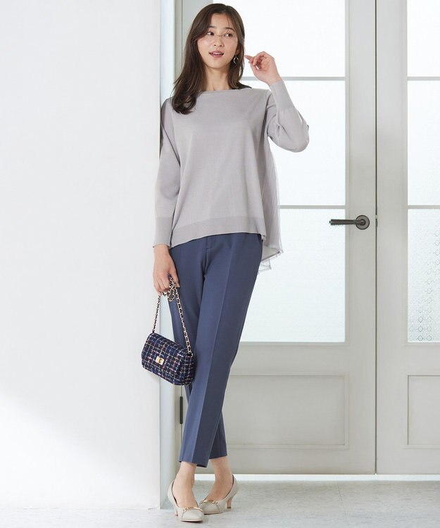 ANY SIS 【WEB・一部店舗限定】バックチュールコンビ ニット ライトグレー