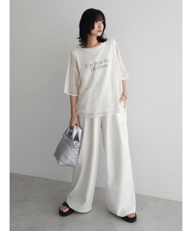 Green Parks ＳＥＴ２点　メッシュ＋ノースリーブロゴプルオーバー Ivory