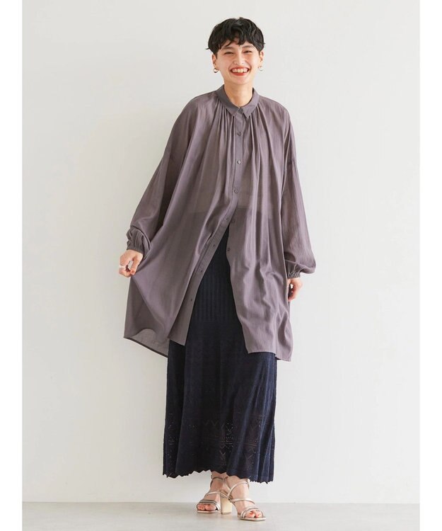 AMERICAN HOLIC シアーＢＩＧシルエットシャツチュニック Charcoal Gray