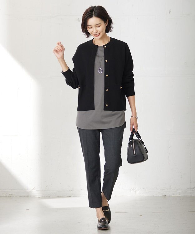 J.PRESS LADIES 【洗える】VIS/PE ROME ニット カーディガン ブラック系