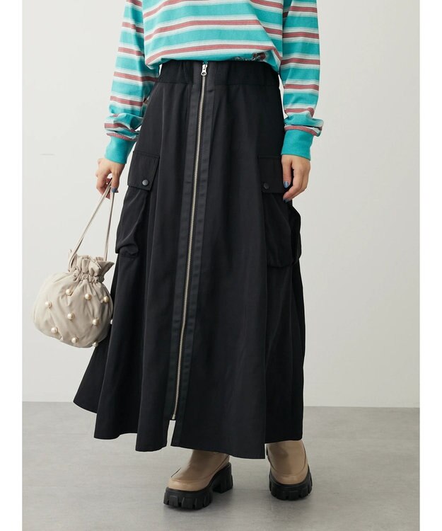 Green Parks ・ＳＵＧＡＲ　ＳＰＯＯＮ　ミリタリーフレアスカート Black