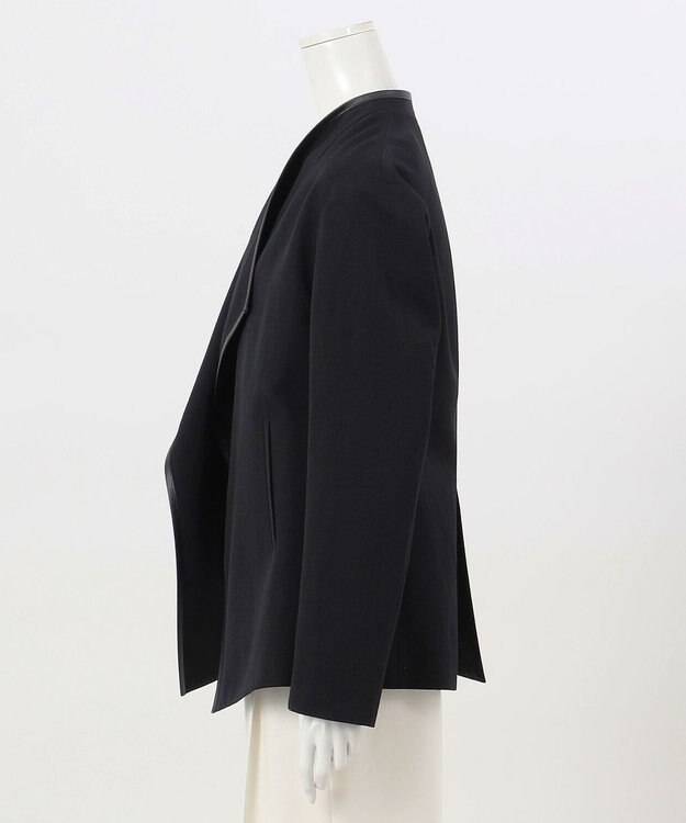 23区 【エステータ】ウールリネン レザートリミング ジャケット ブラック系