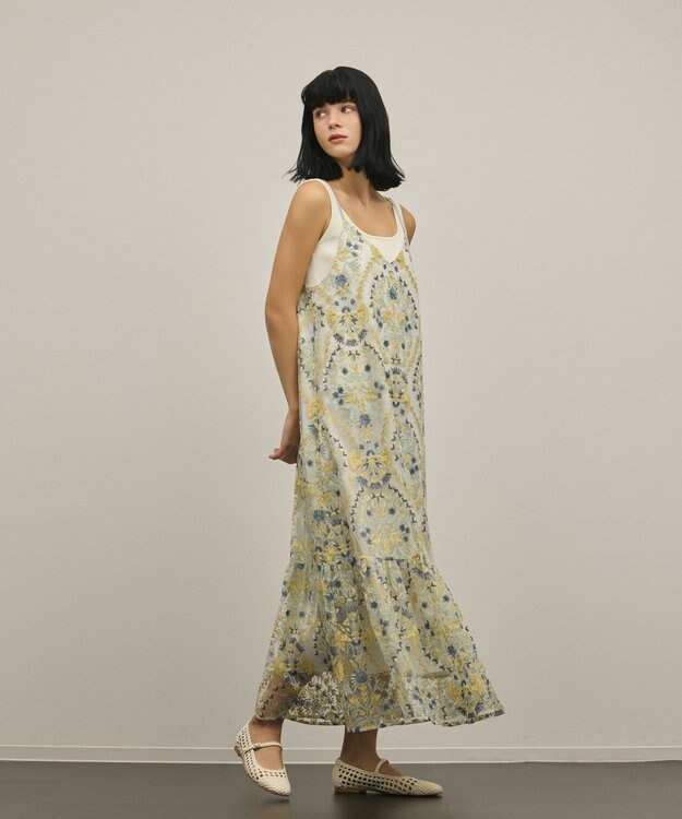 GRACE CONTINENTAL オーナメントembワンピース イエロー