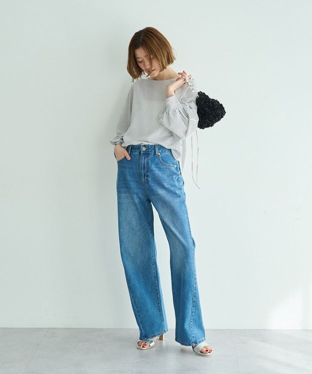 YECCA VECCA 2wayボリューム袖ブラウス Stripe